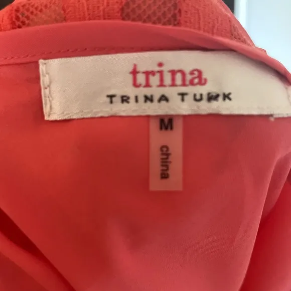 Trina Turk Ellington Lace Knit Dress in Coral Size Medium EUC