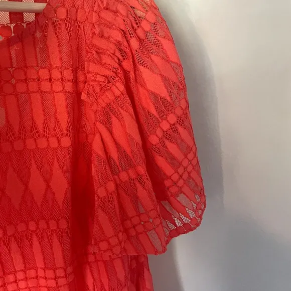 Trina Turk Ellington Lace Knit Dress in Coral Size Medium EUC