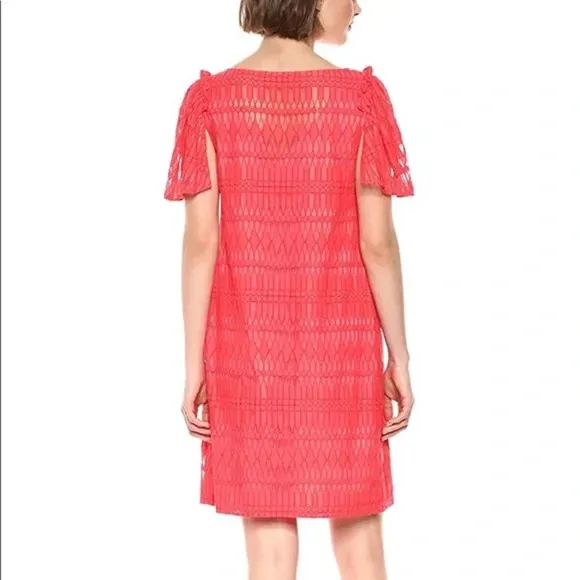 Trina Turk Ellington Lace Knit Dress in Coral Size Medium EUC