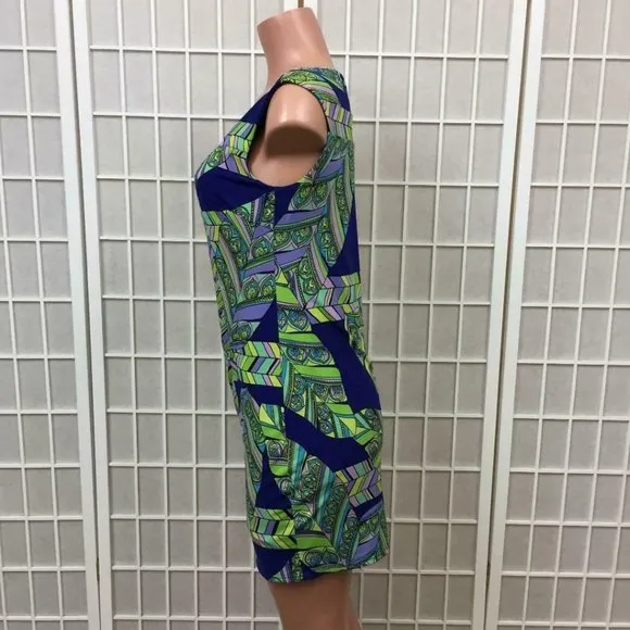 Trina Turk Lasi Mod Tropical Leaf Sheath Dress Women's Size 4 Boat Neck NWT