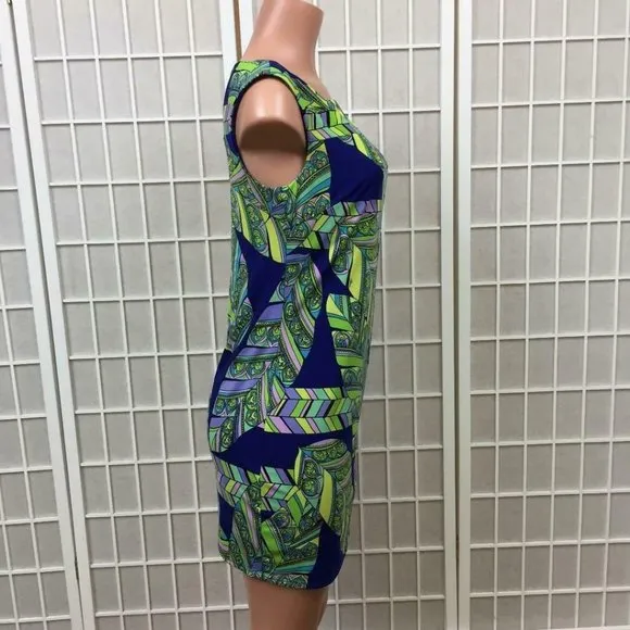 Trina Turk Lasi Mod Tropical Leaf Sheath Dress Women's Size 4 Boat Neck NWT