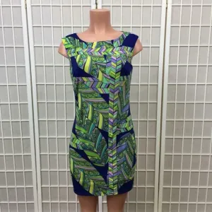 Trina Turk Lasi Mod Tropical Leaf Sheath Dress Women's Size 4 Boat Neck NWT