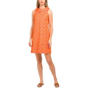 Trina Turk 'Leko' Geometric-Print Sleeveless Shift Dress, Orange/Pink
