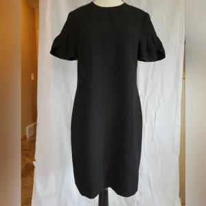 Trina Turk NWT black Jacinta petal sleeve mini shift dress lace lined slip 4