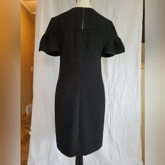 Trina Turk NWT black Jacinta petal sleeve mini shift dress lace lined slip 4