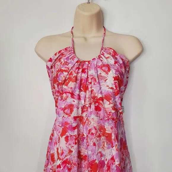 Tuckernuck Hyacinth House Fuschia Brushstrokes Aurora Halter Midi Dress Size XL