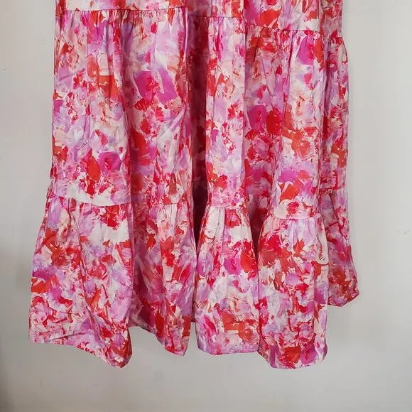 Tuckernuck Hyacinth House Fuschia Brushstrokes Aurora Halter Midi Dress Size XL