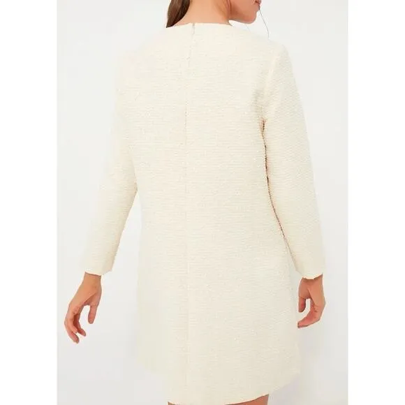Tuckernuck NEW Blanc Ivory Tie Tweed Kelly Long Sleeve Mini Dress Size Small