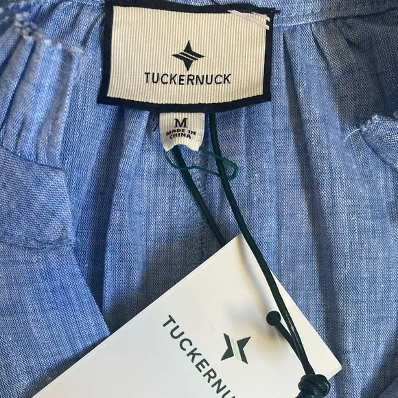 Tuckernuck NWT Chambray Crawford Dress Tiered Babydoll Cotton Linen Blue size M