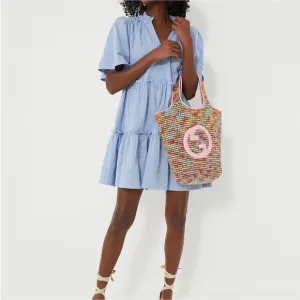 Tuckernuck NWT Chambray Crawford Dress Tiered Babydoll Cotton Linen Blue size M