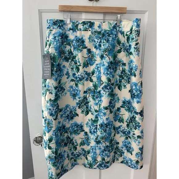 Tuckernuck Water's Edge Hydrangea Kennedy Front Slit Midi Skirt NWT XXXL 3XL