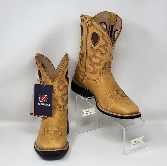 Twisted X 9&quot; Women's Size 9.5 Stock Brown Leather Western Boots WRS0037 New