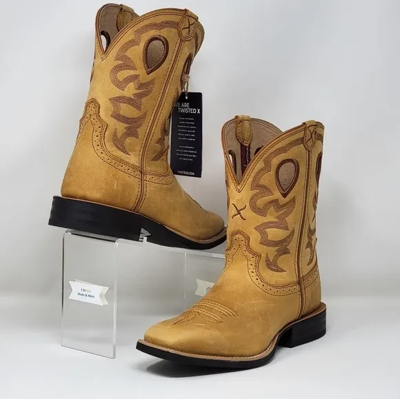 Twisted X 9&quot; Women's Size 9.5 Stock Brown Leather Western Boots WRS0037 New