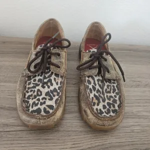 Twisted X Leopard Print Boat Shoe Driving Moc Size 2.5