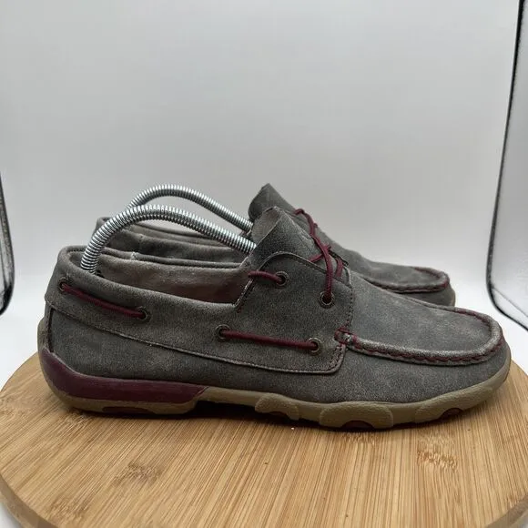 Twisted X Shoes Womens 10 M Slip-on Shoes Moccasin Boat Grey Berry WDM0121