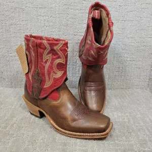 Twisted X Women's 5.5B US Red Brown Leather Fold Over Ankle Boots WSOC 003