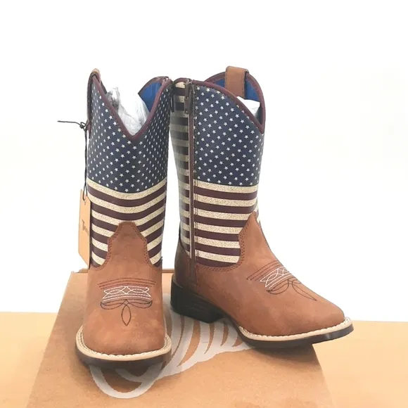 Twister Kids Western Boots various sizes American Flag Zip side Jacob