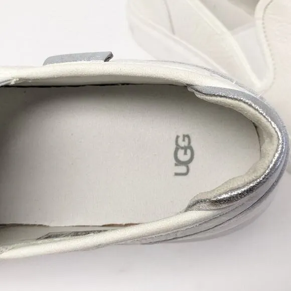 UGG Alameda Slip-On Sneakers, White Leather, Women's 10