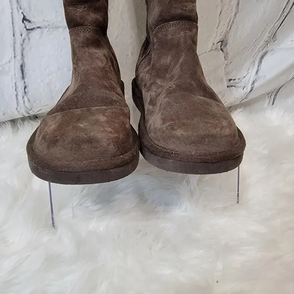 UGG Australia Roslyn Womens Brown Suede Zip Side Tall Shearling Winter Boots 7