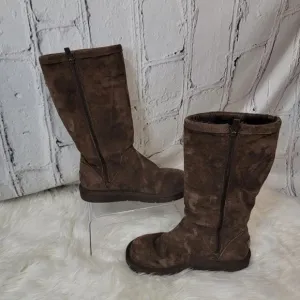 UGG Australia Roslyn Womens Brown Suede Zip Side Tall Shearling Winter Boots 7