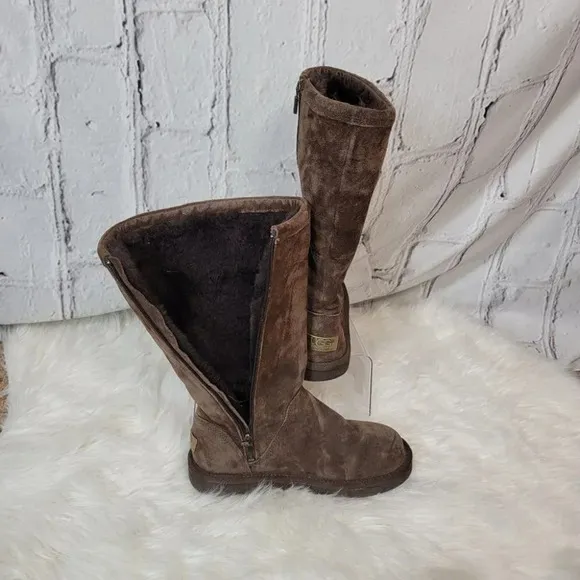 UGG Australia Roslyn Womens Brown Suede Zip Side Tall Shearling Winter Boots 7