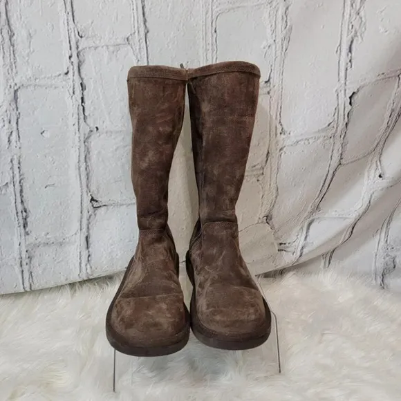 UGG Australia Roslyn Womens Brown Suede Zip Side Tall Shearling Winter Boots 7