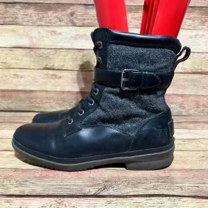 Ugg Black Leather Kesey Boots