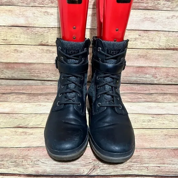 Ugg Black Leather Kesey Boots