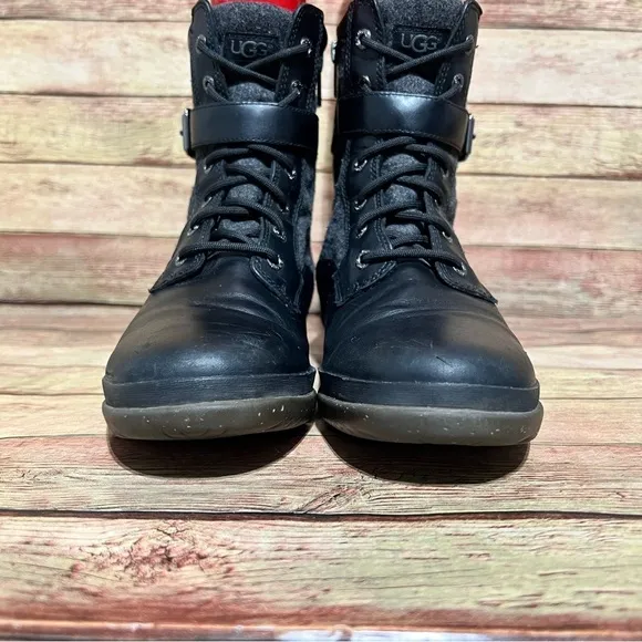 Ugg Black Leather Kesey Boots