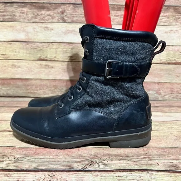 Ugg Black Leather Kesey Boots
