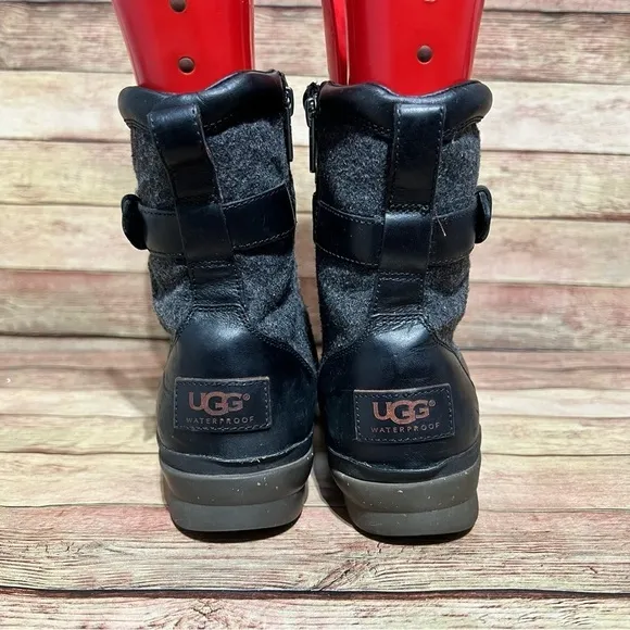 Ugg Black Leather Kesey Boots