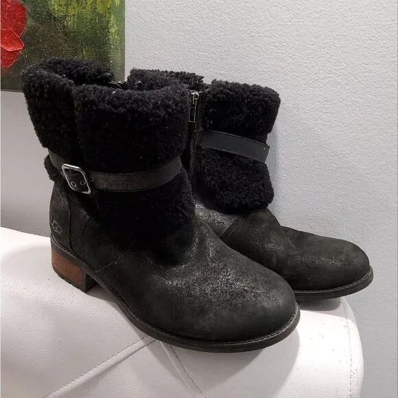 UGG Blayre II Black Suede Boots Size 9