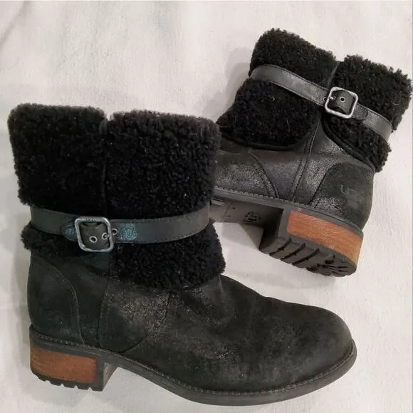 UGG Blayre II Black Suede Boots Size 9