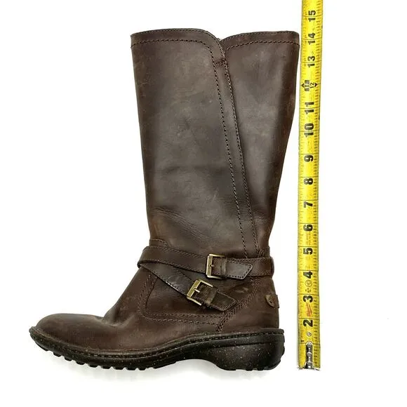 UGG Boots 7 Brown Leather Riding Lined Side Zip 1005450 Womens Buckles