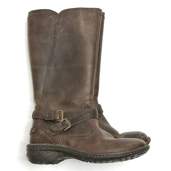 UGG Boots 7 Brown Leather Riding Lined Side Zip 1005450 Womens Buckles