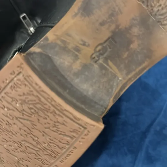 UGG Channing II Black Leather Riding Boots Silver Hardware