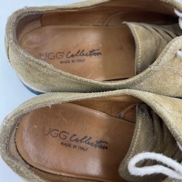 Ugg Collection Suede Derby Shoe Tan Khaki Oxford Lug Sole