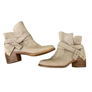 UGG Elora Sahara Nubuck Leather Ankle Boots Taupe Beige Tan Pull On Size 7
