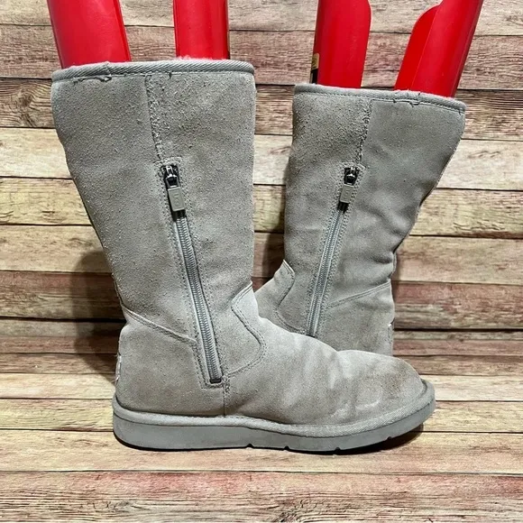 Ugg Grey Suede Side Zip Winter Boots