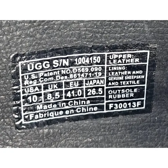 UGG Jardin Platform Boots Womens Size 10 Black Leather Buckle Straps Side Zip Mi