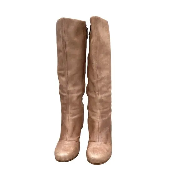 UGG Leather Boots Women’s Size 8 Wedge Heels with Side Zipper in Tan