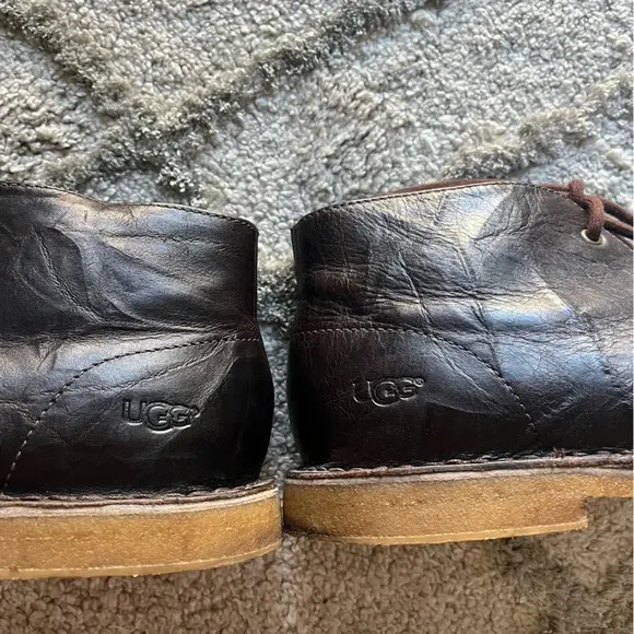 Ugg Leighton chukka boots brown crinkled leather 11