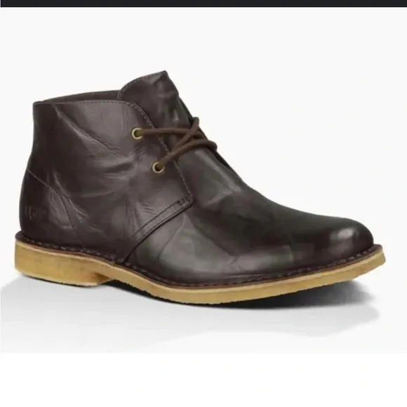 Ugg Leighton chukka boots brown crinkled leather 11
