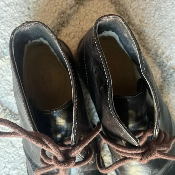 Ugg Leighton chukka boots brown crinkled leather 11