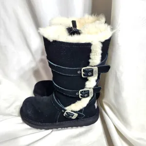 Ugg Maddi Black Leather Boots Size 2