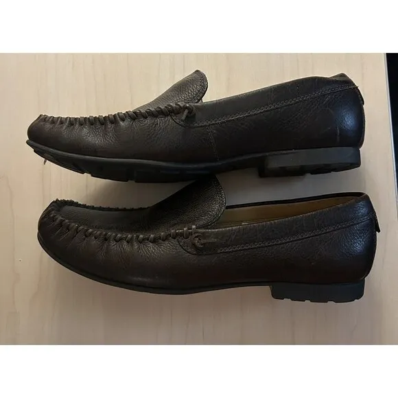UGG Men's Jennings Brown Leather Slip On Loafer boat shoe Size 10 preppy