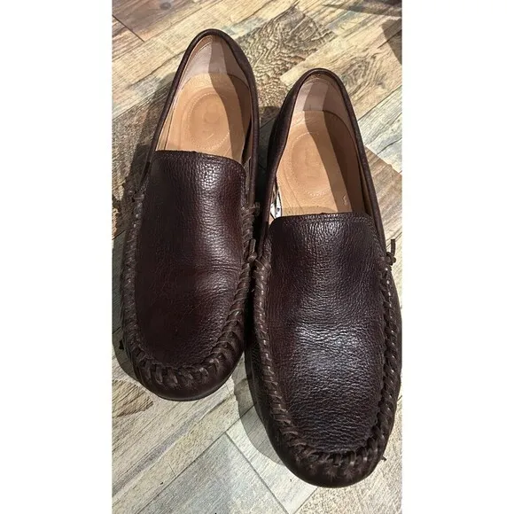UGG Men's Jennings Brown Leather Slip On Loafer boat shoe Size 10 preppy