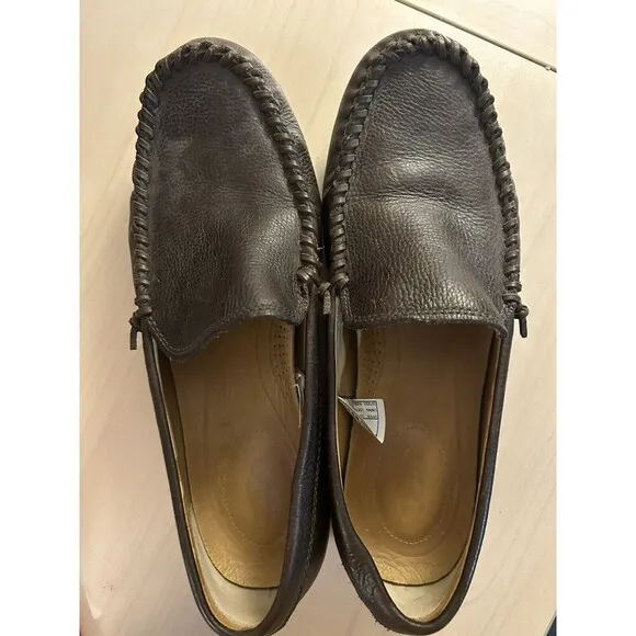 UGG Men's Jennings Brown Leather Slip On Loafer boat shoe Size 10 preppy