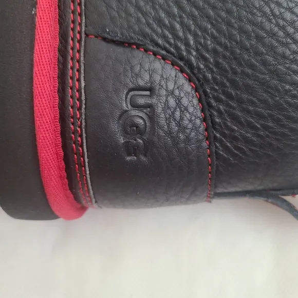 UGG Men's Neumel Leather Ankle Boots in Black/Red Sz 8 &amp; 14
