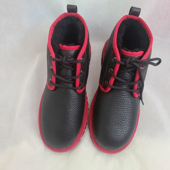 UGG Men's Neumel Leather Ankle Boots in Black/Red Sz 8 &amp; 14